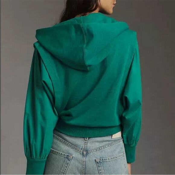 Anthro Pilcro Fabric Mix Cropped Hoodie - Picture 2 of 7